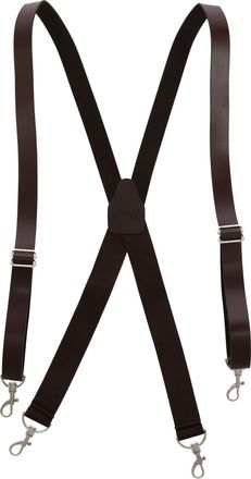 CTM Mens Smooth Coated Leather Suspenders with Metal Swivel Hook Ends