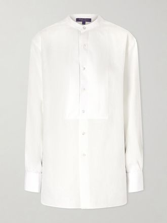 Ralph Lauren Collection Camicia In Lino Con Finiture In Cotone Kirstin - Bianco