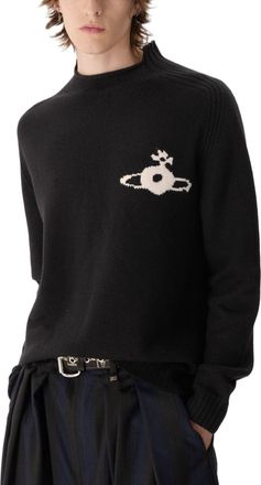 Vivienne Westwood Relaxed Fit Black Knit Sweater with Emblem Detail