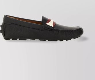 Bally textured leather driver loafers with contrast stripe