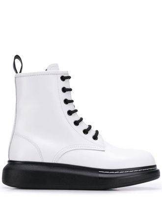 Alexander McQueen platform ankle boots - women - Calf Leather/Calf Leather/Rubber - 40 - White