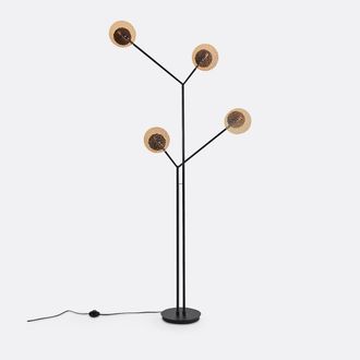 La Redoute Interieurs Voetlamp in smeedijzer en amberkleurig glas, Palma