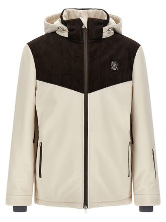 Brunello Cucinelli Corduroy Insert Ski Jacket Puffer Jackets Multicolor