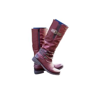 Generic Knee High Boots Wide Calf Knee High Boots Women Mid Calf Chunky Heel Slip On Round Toe Boot With Low Heel Dressy Vintage Leather Ankle Biker Riding Co