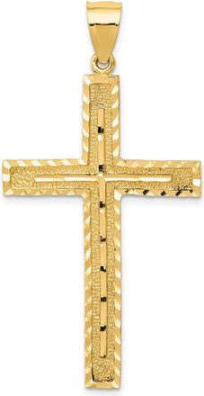Diamond2Deal 14k Yellow Gold Polished Textured Diamond-cut Latin Cross Pendant