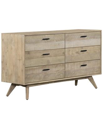 Armen Living Baly Acacia Mid-Century 6 Drawer Dresser
