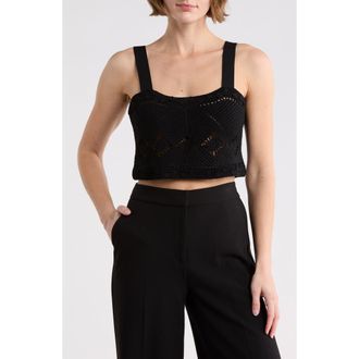Maje Mayon Crochet Knit Crop Camisole in Noir at Nordstrom Rack, Size 1 (Fits Like 2-4 Us)