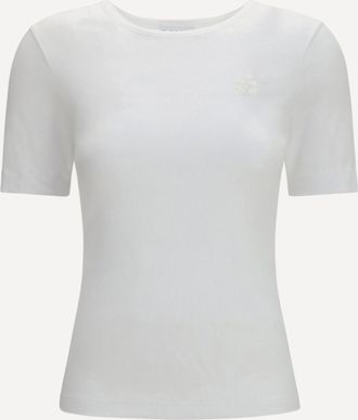 Ganni Ribbed cotton T-shirt Female L