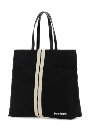 Palm Angels Mens Black Canvas Shopping Bag Blackoff Borse A Mano
