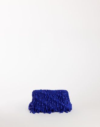 Topshop Garison piccola pochette con perline e decorazioni, blu cobalto