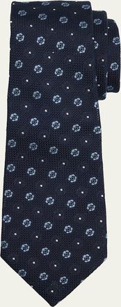 Ermenegildo Zegna Mens Floral Silk Jacquard Tie