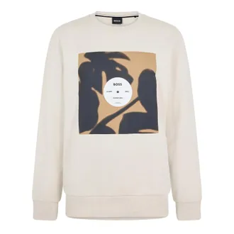 HUGO BOSS Soleri 88 geribbeld sweatshirt met ronde hals voor heren (Cr&egrave;me)