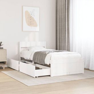 vidaXL Estructura De Cama Sin Colch&oacute;n Madera Maciza Blanca 75x190 Cm Vidaxl