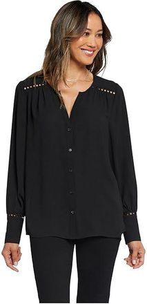 NYDJ Liliana Lace Peasant Womens Clothing Black : XL (US 16-18), Polyester