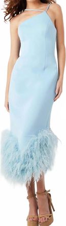 Jovani Sleeveless Feather Hem Dress In Light Blue