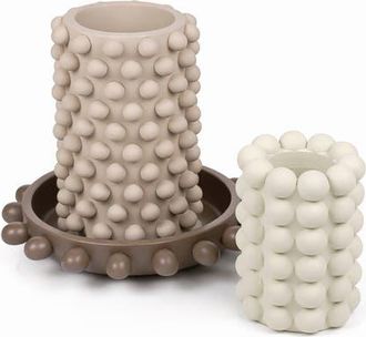 Jonathan Y Designs Petra Modern Minimalist Handmade Concrete Bubble Cylinder Vase Set with Decorative Tray in Taupe at Nordstrom