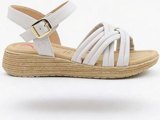 Heavenly Feet Womens Heavenly Feet SYMPHONY Womens Ankle Strap Sandals Stone - White - Size: 5