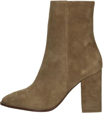 Notre-V Enkellaarsjes - Dames - Laarzen met Hak - Beige - 35 EU - Leer - Schoenen