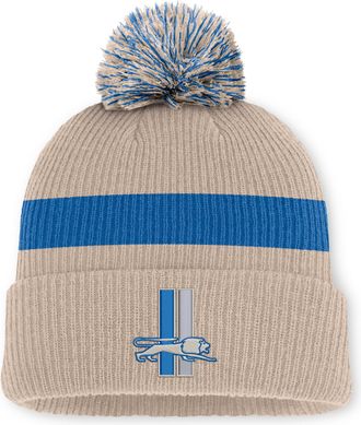 Nike Detroit Lions Rewind Peak Nike Mens NFL Cuffed Pom Beanie in Brown | NF160J2Z9SV-M17
