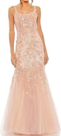 Mac Duggal Corset Bodice Embellished Dress In Pink
