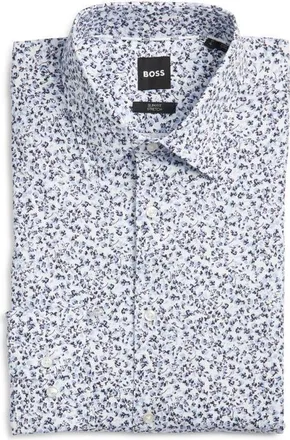 BOSS Hank Kent Slim Fit Stretch Cotton Dresss Shirt in Light/Pastel Blue at Nordstrom, Size 17.5 - R