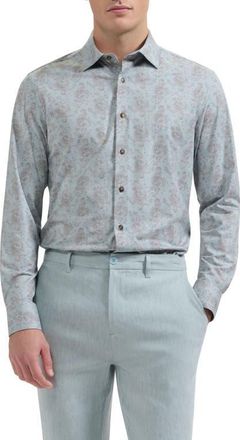 Bugatchi Jimmy OoohCotton Paisley Button-Up Shirt in Seafoam at Nordstrom, Size Xxx-Large