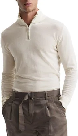 Reiss Blackhall Quarter Zip Wool Sweater in Bianco at Nordstrom Rack, Size Xx-Large