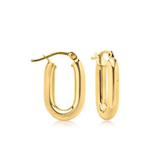 Ross-Simons Italian 10kt Yellow Gold Puffed Paper Clip Link Hoop Earrings