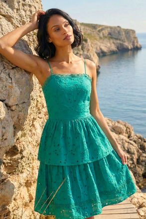 DUSK Tiered Broderie Dress