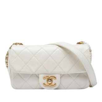 Chanel Pre-owned Quilted Crossbody Bag - Dames - Pre-owned - Wit - Maat: ONE Size Leer