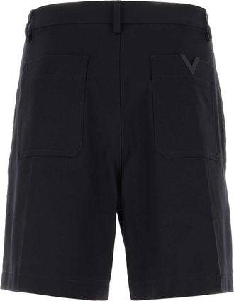 Valentino Garavani Mens Midnight Blue Stretch Cotton Bermuda Shorts - Black - Size EU 48 (Mens)