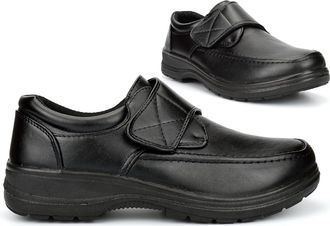 Generic Mens Wide Fit Shoes Mens Touch Fastening Shoes Size 8 Touch Fastening Shoe Size 11 Casual Shoe Wide Comfort Lightweight Sizes 7-12 Black 12 UK