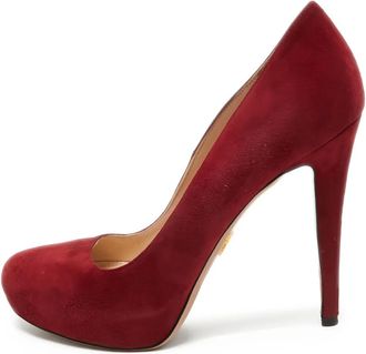 Prada Pumps in pelle scamosciata con tacco - Rosso