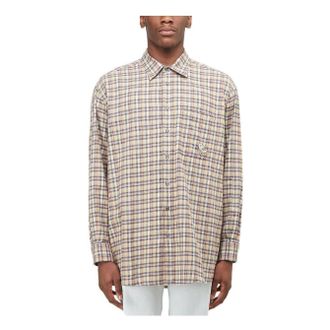 Gucci Chicken Embroidery Check Shirt Beige 628325-ZAFD7-9128
