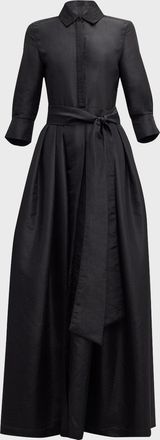 SIMKHAI Julip Pleated 3/4-Sleeve Shirt Gown