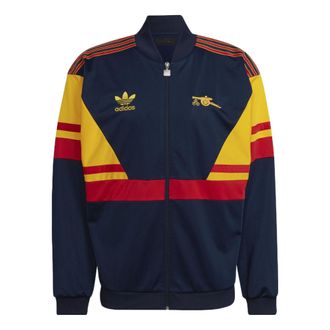 adidas originals Colorblock Stripe Logo Embroidered Soccer/Football Sports Jacket Arsenal Navy Blue HM4832