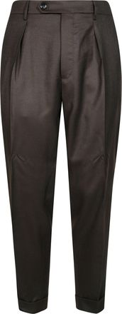 Berwich Brown Tailored Wool Pleated Formal Pants
