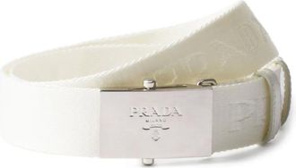 Prada logo-engraved belt - men - Cotton - 105 - White