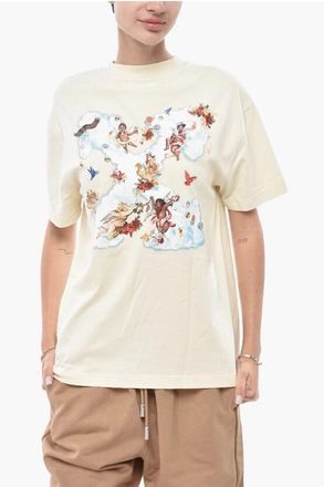 Off-white Crew Neck T-Shirt CLOUD ARROW with Back Print size S