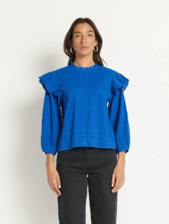 Nation Ltd Aria Ruffle Top In Sapphire