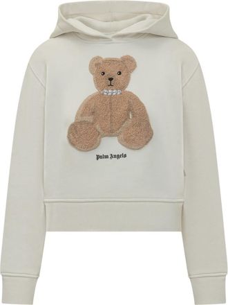 Palm Angels White Graphic Hood Sweatshirt