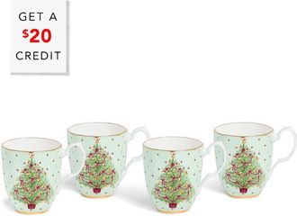 Royal Albert Set Of 4 Old Country Roses Christmas Mugs With $20 Credit