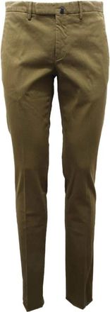 Incotex Comfortabele Groene Katoenmix Broek - Heren - Slim Fit Broeken - Groen - S - Katoen - Broeken