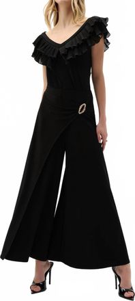 Joseph Ribkoff Silky Knit Culotte Pull On Pants With Buckle In Black