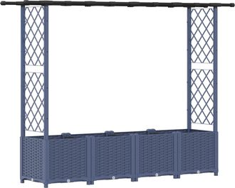 vidaXL Cama Elevada Con Trellis Y Techo Gris 203 X 40 X 136 Cm Pp Vidaxl
