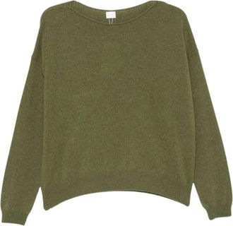 C.T. Plage Ronde Trui met Lange Mouwen - Dames - Truien - Groen - Maat: XS Leer
