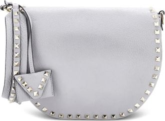 Valentino Garavani Rockstud Saddle Leather Small crossbody bag - Grigio