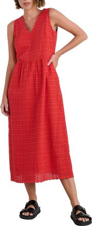 Seasalt Cornwall Meadow Saffron Eyelet Embroidered Sleevleess Dress in Tomato at Nordstrom, Size 10 Us