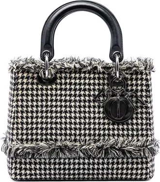 Dior Pre-owned Dior Medium Tweed Fringe Houndstooth Lady Satchel Ladies U48GIXI1S61NTO4D