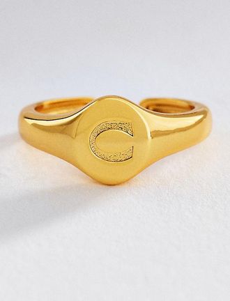 Luv AJ Initial Oval Signet Ring